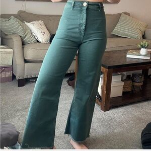Zara Marine Straight Forest Green Jeans
